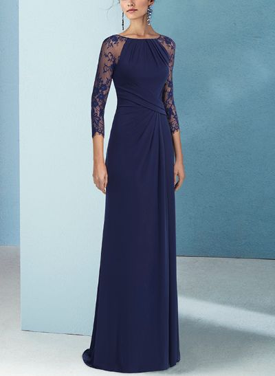 Elegant Lace Sleeves Column Mother Of The Bride Dresses