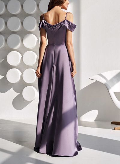 Elegant Cowl Neck Sleeveless Floor-Length Satin Evening Dresses
