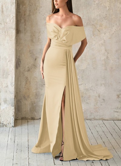 Elegant Off-The-Shoulder Sleeveless Sweep Train Mother Of The Bride Dresses