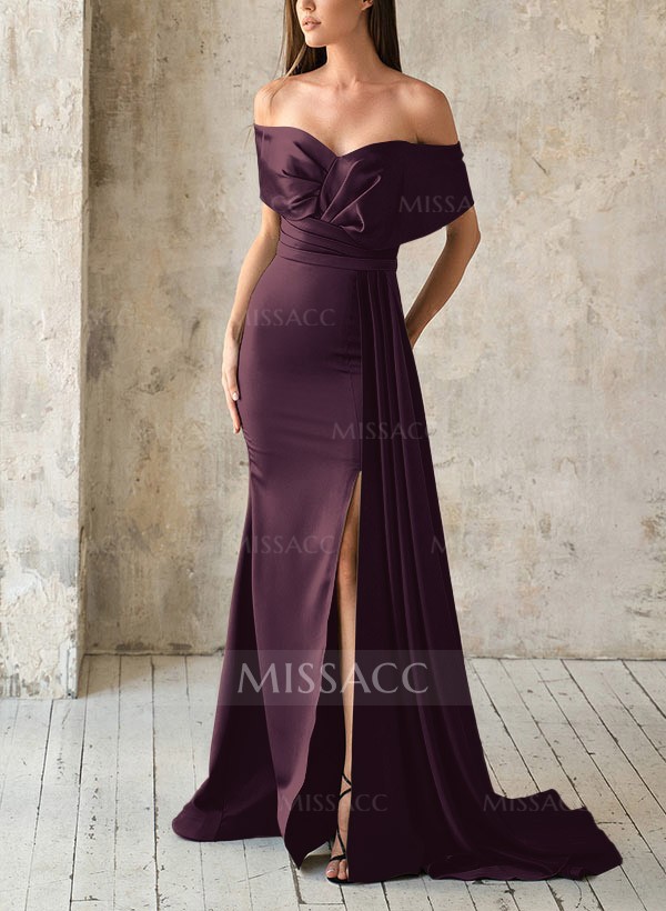 送料無料の商品 Sweep Sleeveless Off-The-Shoulder Elegant Train Of Mother その他