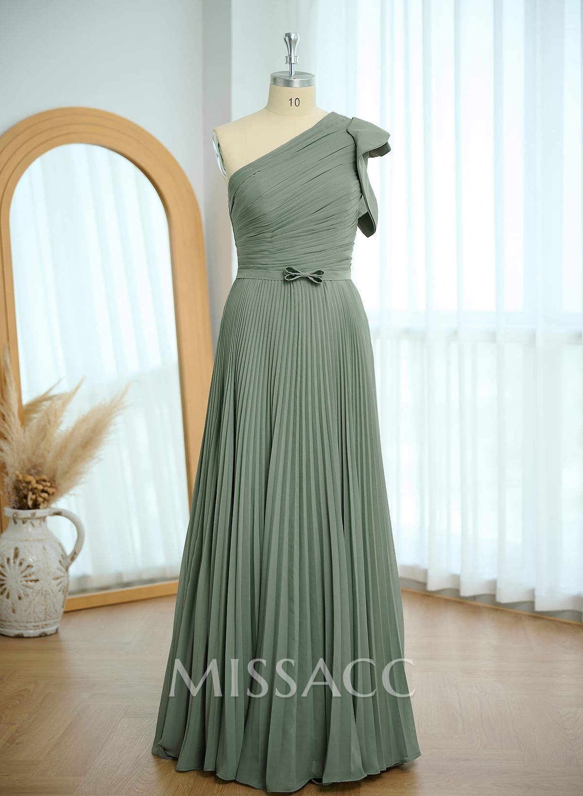 Elegant Pleated One-Shoulder Sleeveless Floor-Length Mother Of The Bride Dresses With Pleated Elegant Pleated One-Shoulder Sleeveless Floor-Length Mother Of The Bride Dresses With Pleated