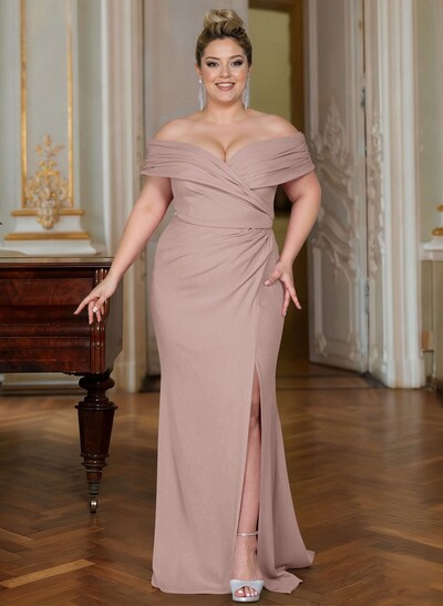 Curvy Off-The-Shoulder Trumpet/Mermaid Slit Mother Of The Bride Dresses