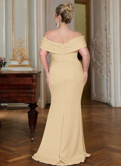 Curvy Off-The-Shoulder Trumpet/Mermaid Slit Mother Of The Bride Dresses