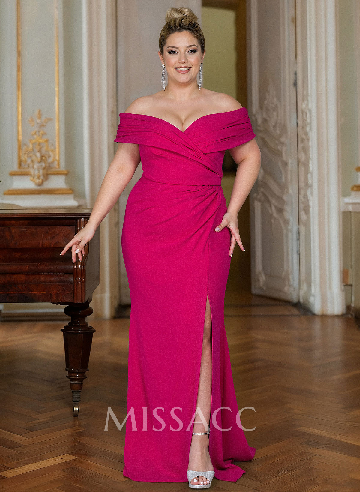 Curvy Off-The-Shoulder Trumpet/Mermaid Slit Mother Of The Bride Dresses