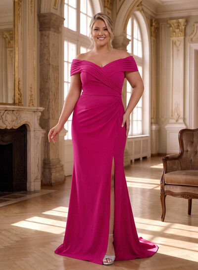Curvy Off-The-Shoulder Trumpet/Mermaid Slit Mother Of The Bride Dresses