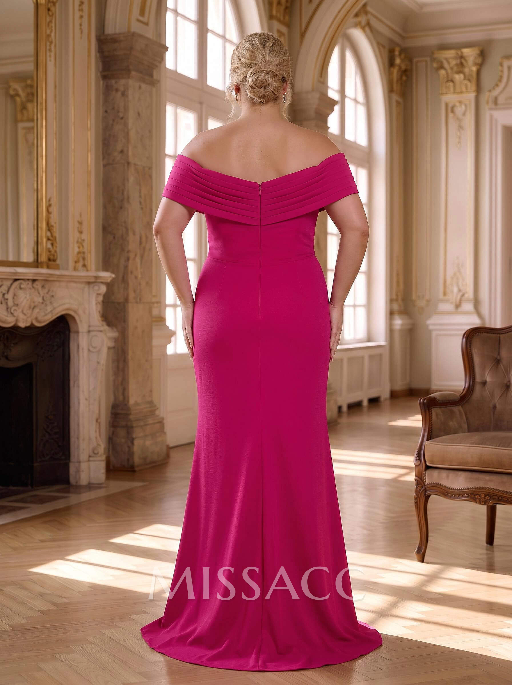 Curvy Off-the-Shoulder Mermaid Slit Mother of the Bride Dresses