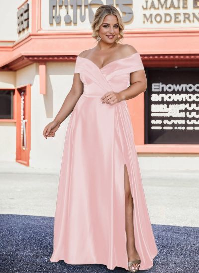 Simple A-Line Satin Off-The-Shoulder Mother Of The Bride Dresses