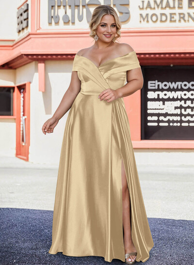Simple A-Line Satin Off-The-Shoulder Mother Of The Bride Dresses