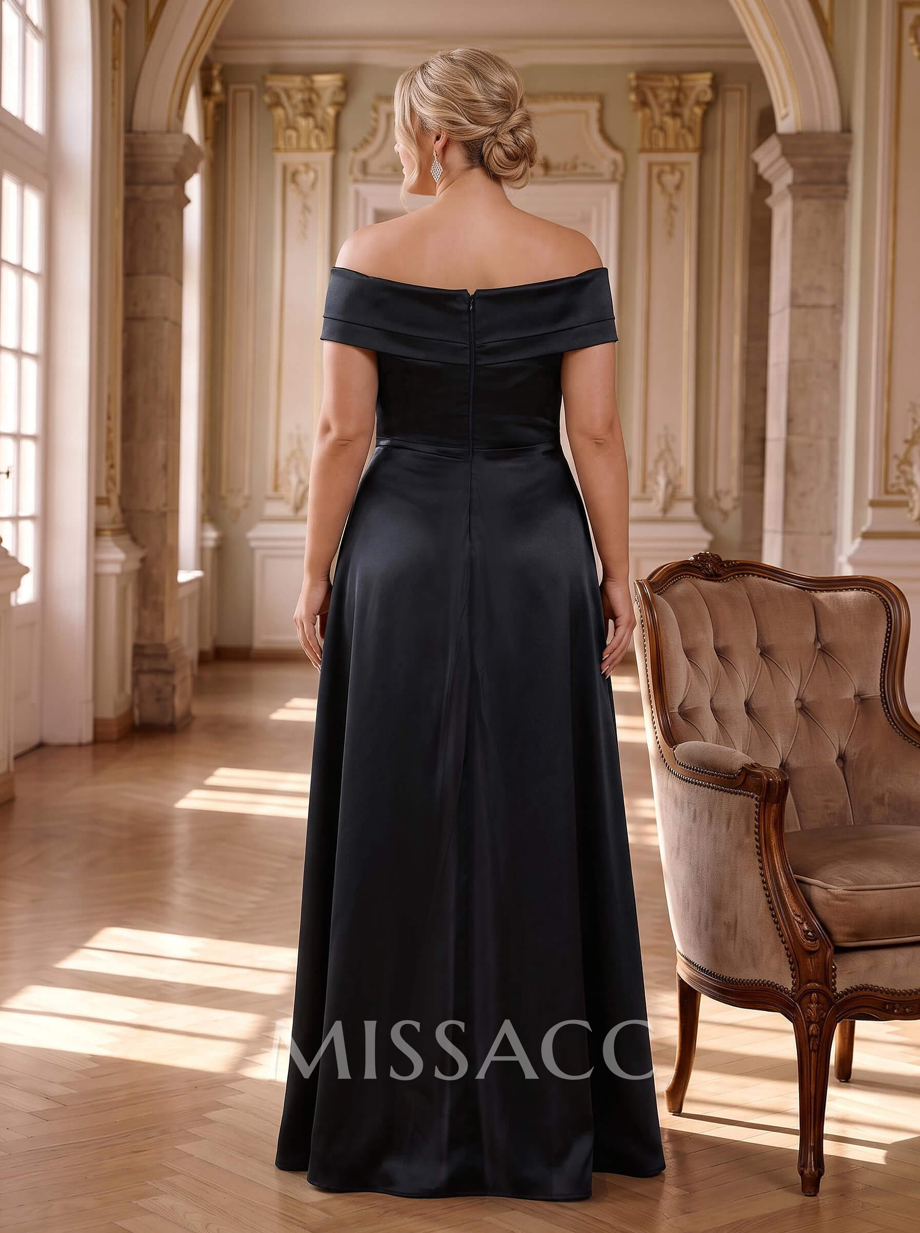 Simple A-Line Satin Off-The-Shoulder Mother Of The Bride Dresses