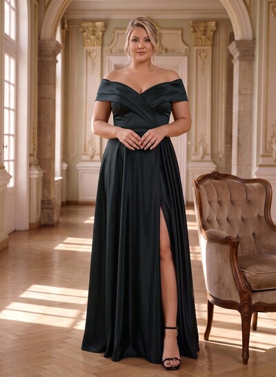 Simple A-Line Satin Off-The-Shoulder Mother Of The Bride Dresses