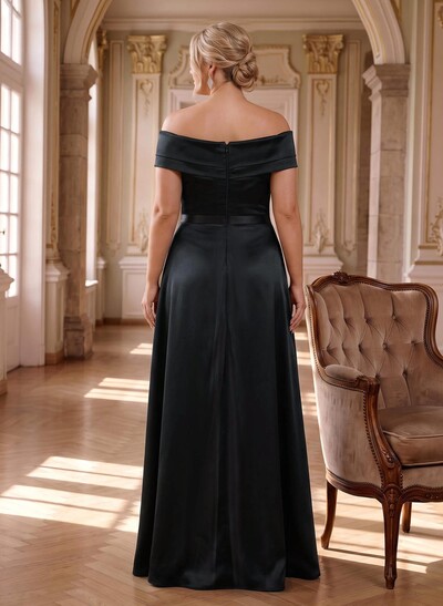 Simple A-Line Satin Off-The-Shoulder Mother Of The Bride Dresses