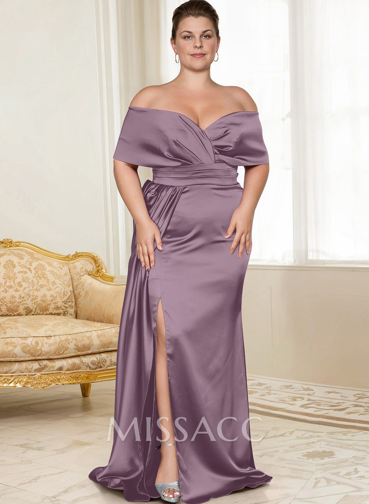 Curvy Simple Off-The-Shoulder Satin Mother Of The Bride Dresses Curvy Simple Off-The-Shoulder Satin Mother Of The Bride Dresses
