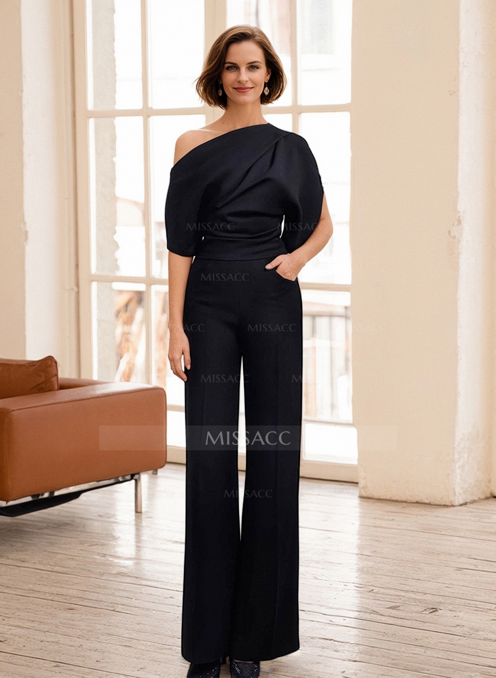 Jumpsuit/Pantsuit Asymmetrical Neck Sleeveless Floor-Length Mother Of The Bride Dresses