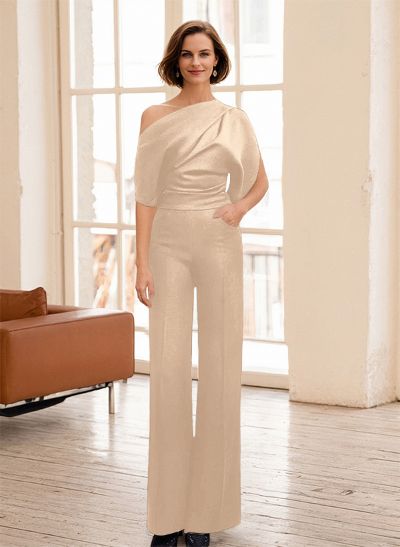 Jumpsuit/Pantsuit Asymmetrical Neck Sleeveless Floor-Length Mother Of The Bride Dresses