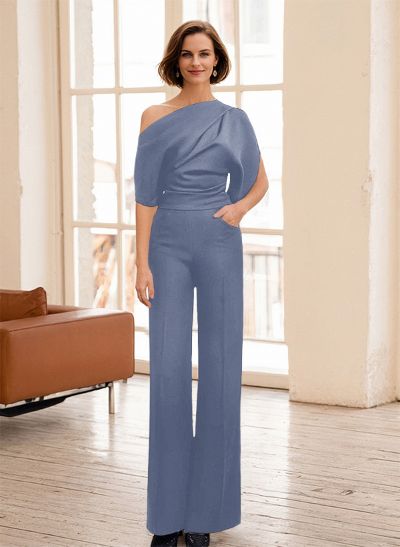 Jumpsuit/Pantsuit Asymmetrical Neck Sleeveless Floor-Length Mother Of The Bride Dresses