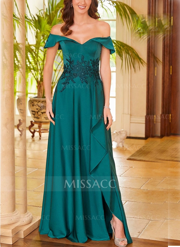 A-Line Off-The-Shoulder Sleeveless Floor-Length Mother Of The Bride Dresses