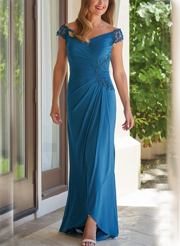 Sheath/Column Off-The-Shoulder Mother Of The Bride Dresses With Appliques Lace