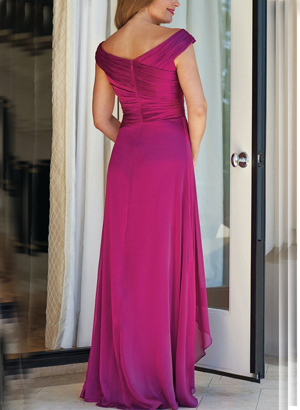 Sheath/Column Off-The-Shoulder Chiffon Mother Of The Bride Dresses