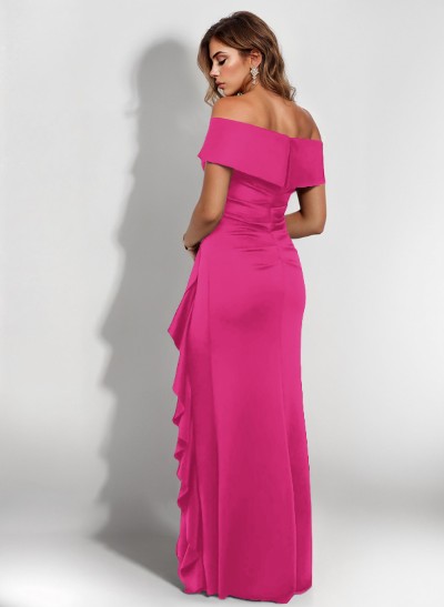 Elegant Ruched Off-The-Shoulder Mother Of The Bride Dresses With Cascading Ruffles