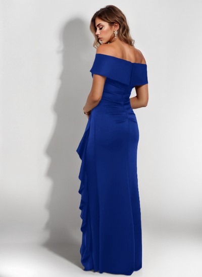 Sheath/Column Off-The-Shoulder Elastic Satin Mother Of The Bride Dresses