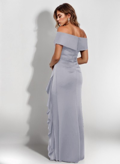 Sheath/Column Off-The-Shoulder Elastic Satin Mother Of The Bride Dresses