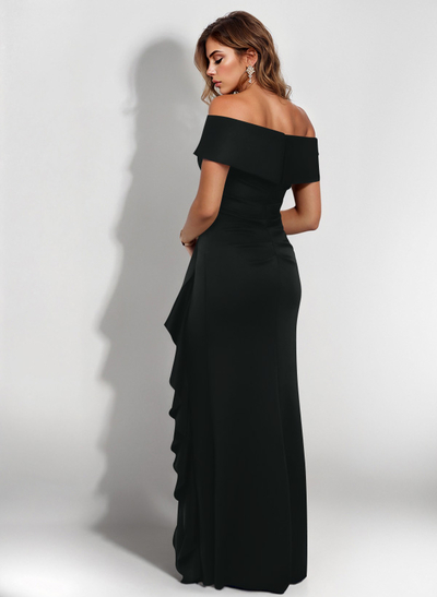Elegant Ruched Off-The-Shoulder Mother Of The Bride Dresses With Cascading Ruffles