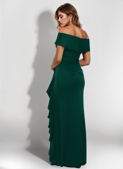 Elegant Ruched Off-The-Shoulder Mother Of The Bride Dresses With Cascading Ruffles