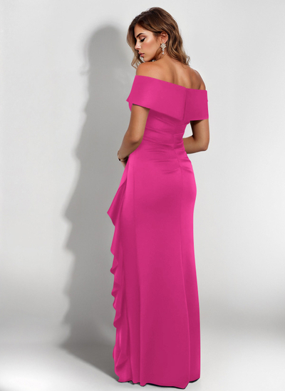 Elegant Ruched Off-The-Shoulder Mother Of The Bride Dresses With Cascading Ruffles