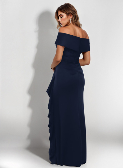 Elegant Ruched Off-The-Shoulder Mother Of The Bride Dresses With Cascading Ruffles