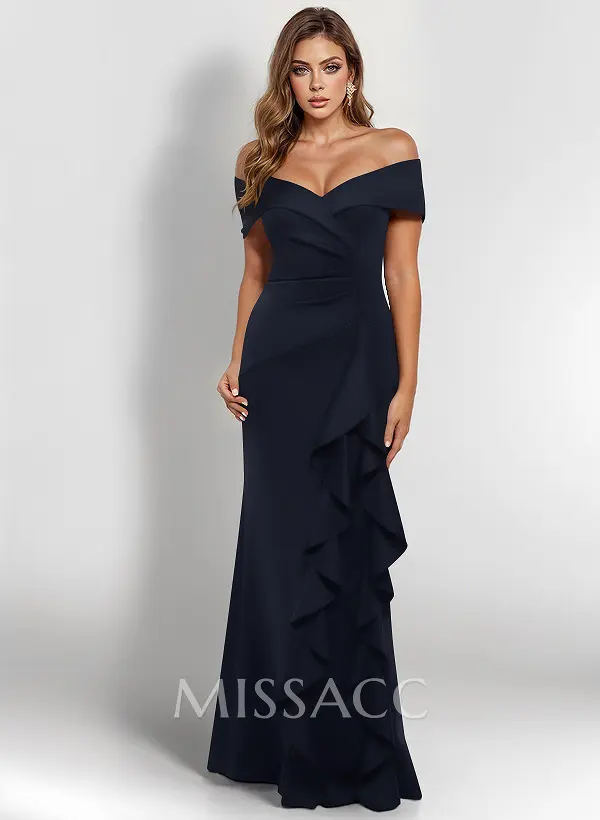elegant ruched dresses Elegant Black Luxury Silver Lace Top Long Sleeves V-neck A-line Long P –  AlineBridal main image 0