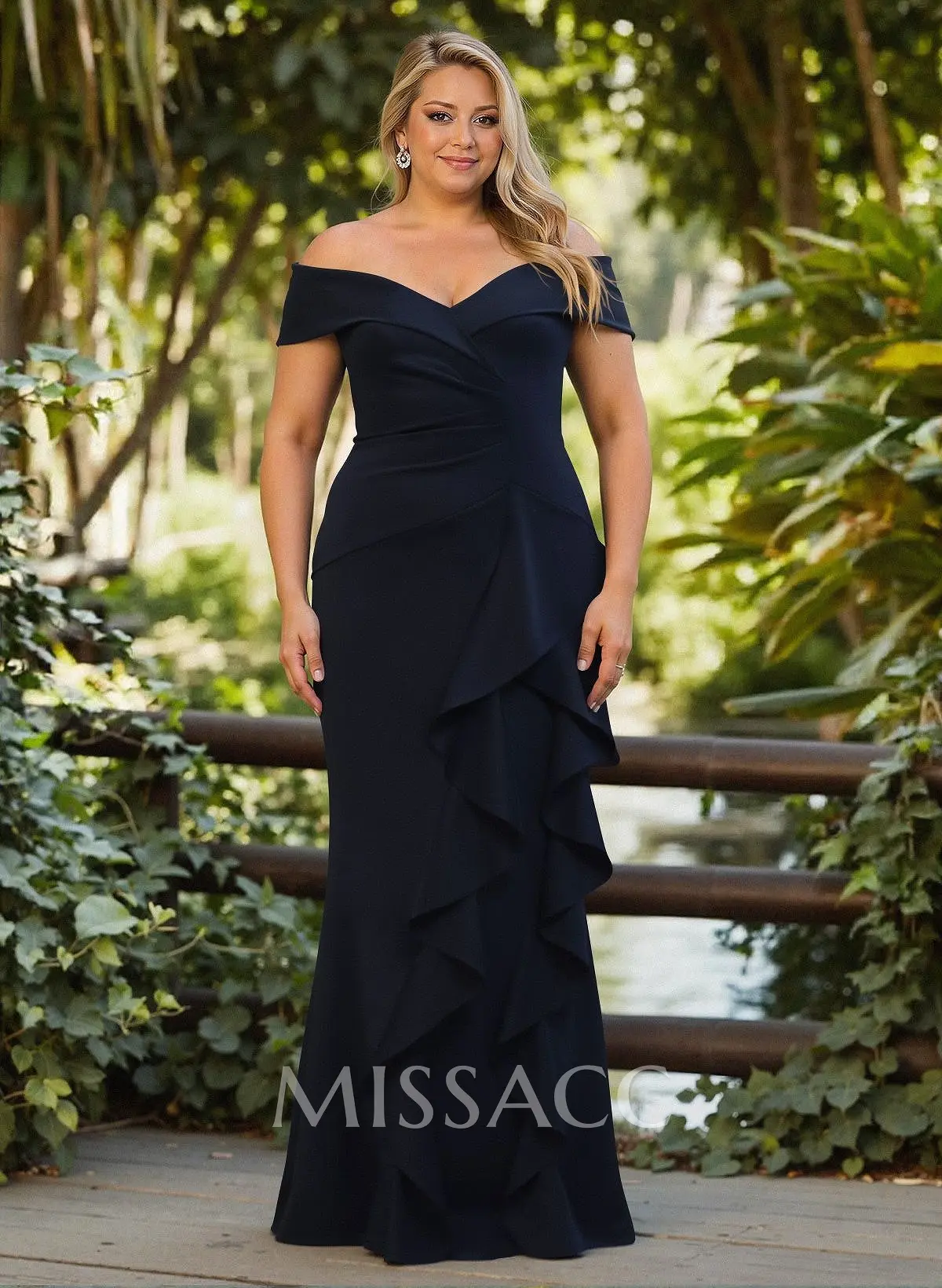 Elegant Ruched Off-The-Shoulder Mother Of The Bride Dresses With Cascading  Ruffles - Missacc