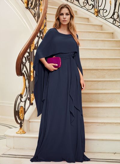 Elegant A-Line Sleeveless Sweep Train Chiffon Mother Of The Bride Dresses