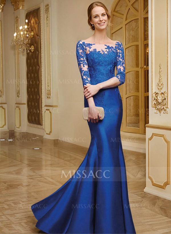 Lace Sleeves Trumpet/Mermaid Satin Mother Of The Bride Dresses