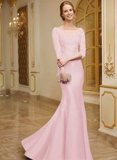 Lace Sleeves Trumpet/Mermaid Satin Mother Of The Bride Dresses