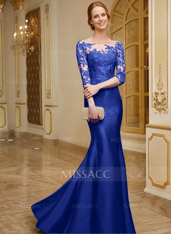 Lace Sleeves Trumpet/Mermaid Satin Mother Of The Bride Dresses