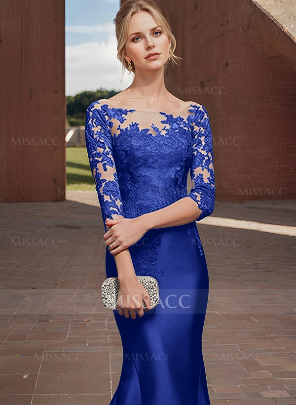 Lace Sleeves Trumpet/Mermaid Satin Mother Of The Bride Dresses