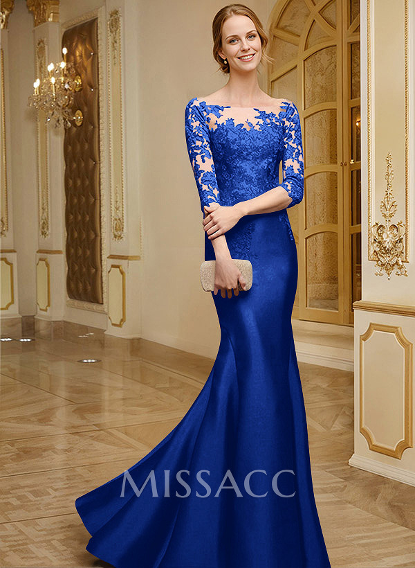 Lace Sleeves Trumpet/Mermaid Satin Mother Of The Bride Dresses