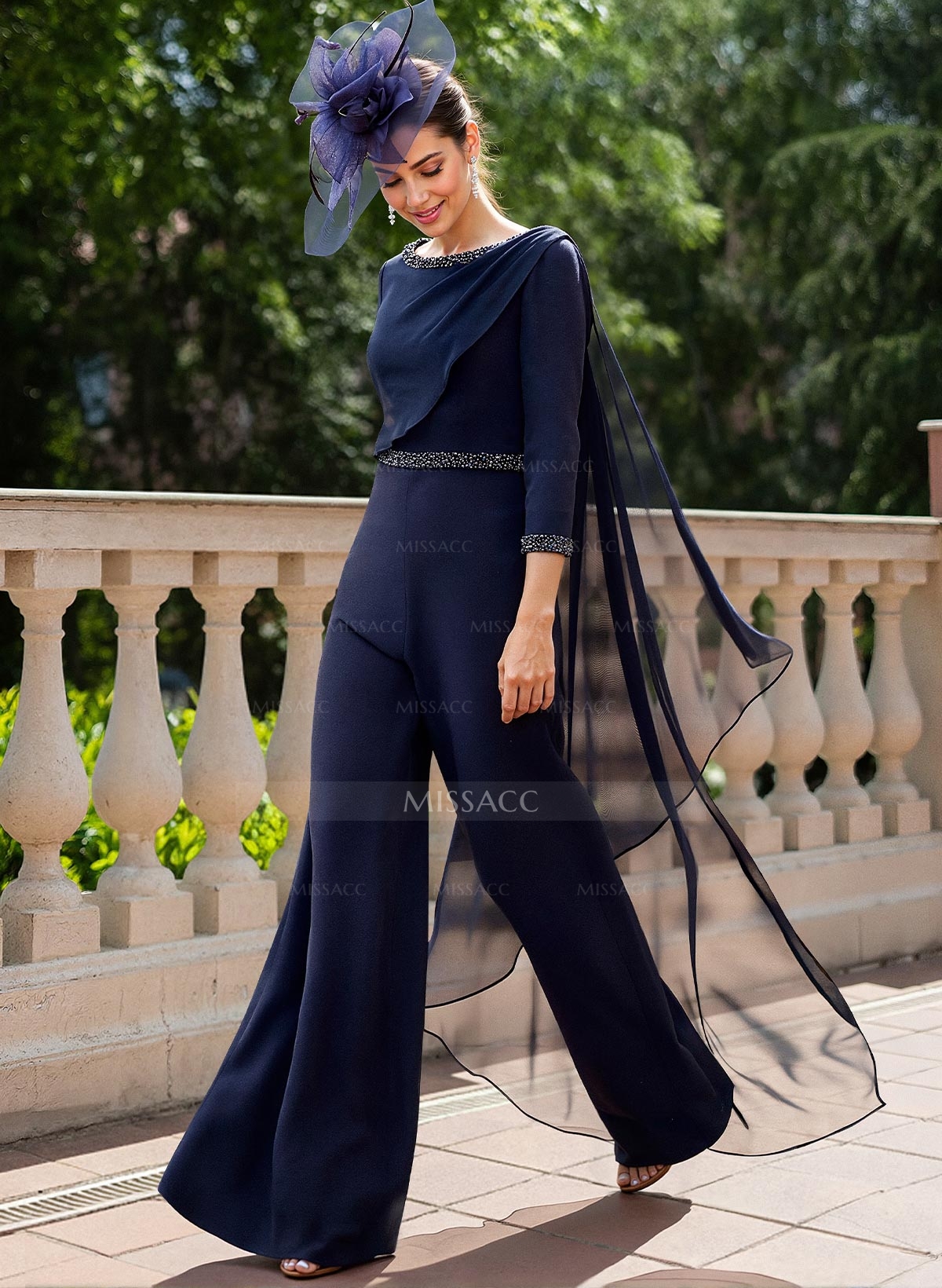 Jumpsuit/Pantsuit Scoop Neck 3/4 Sleeves Mother Of The Bride Dresses