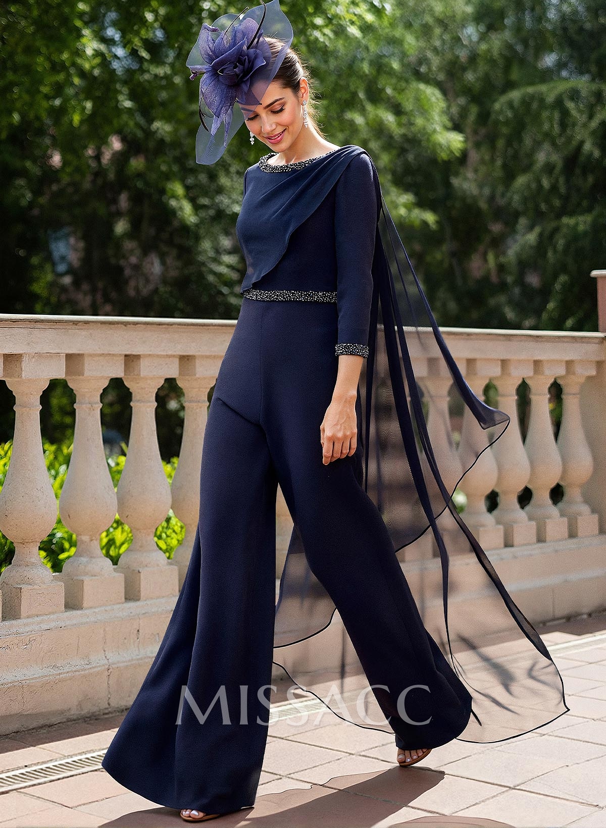 Jumpsuit/Pantsuit Scoop Neck 3/4 Sleeves Mother Of The Bride Dresses