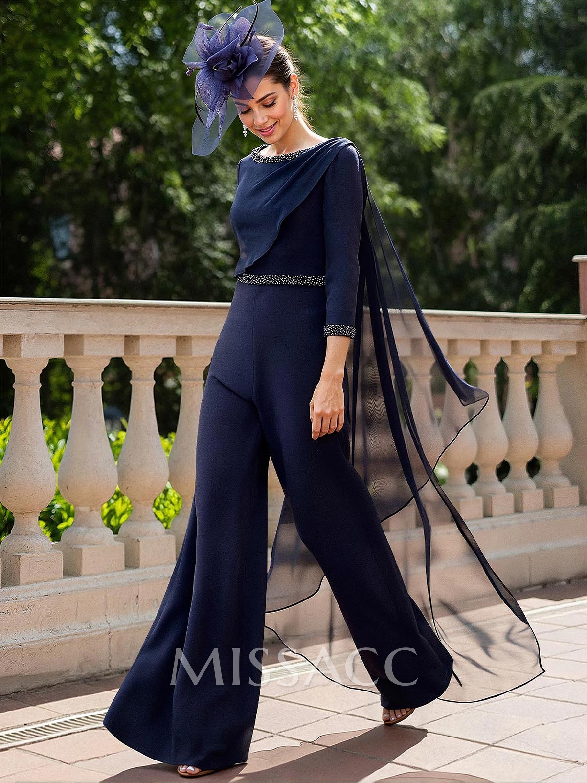 Jumpsuit/Pantsuit Scoop Neck 3/4 Sleeves Mother Of The Bride Dresses