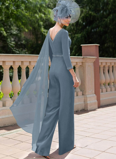 Jumpsuit/Pantsuit Scoop Neck 3/4 Sleeves Mother Of The Bride Dresses