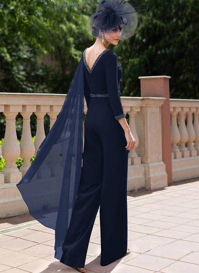 Jumpsuit/Pantsuit Scoop Neck 3/4 Sleeves Mother Of The Bride Dresses