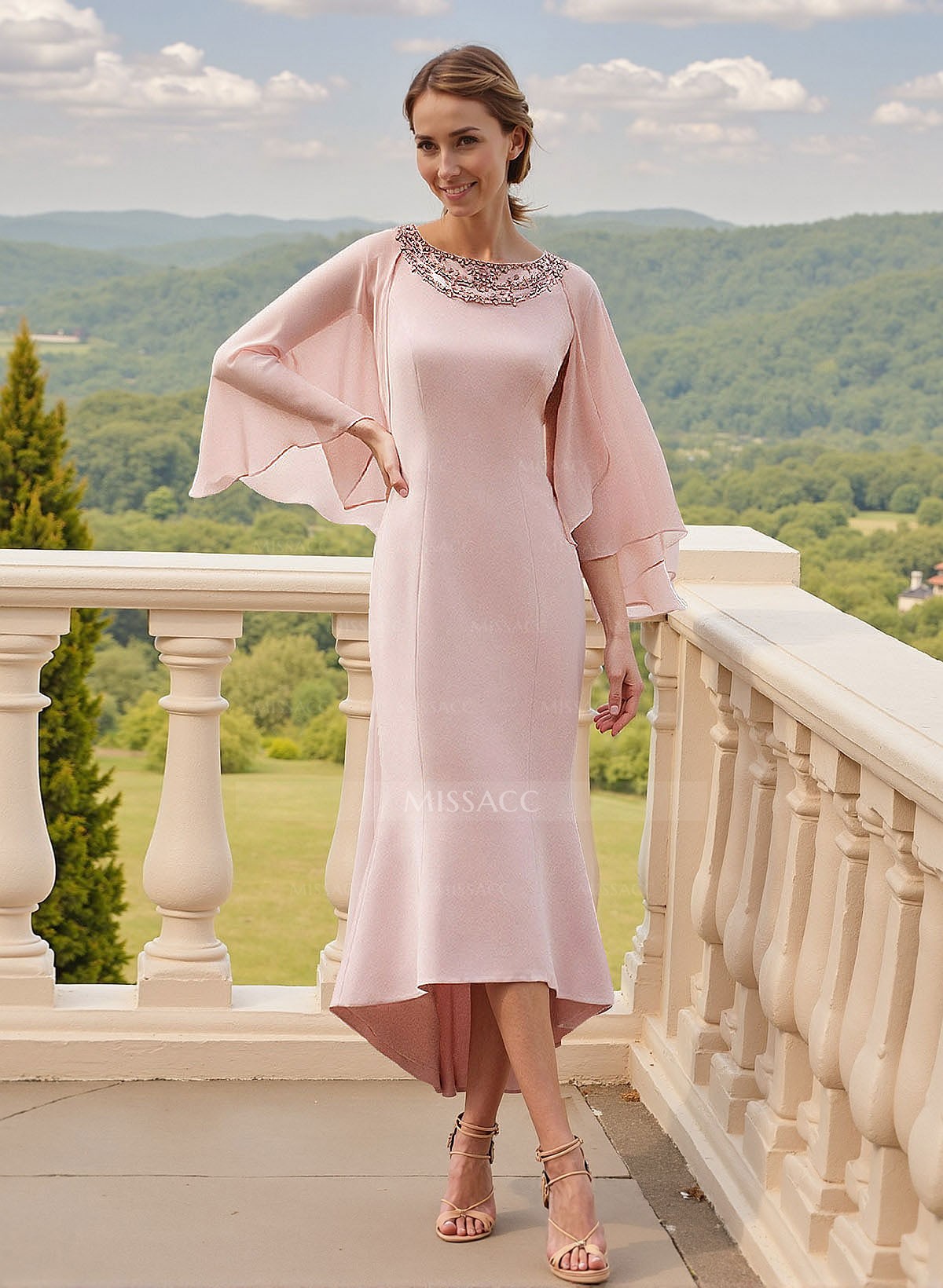 Trumpet/Mermaid Scoop Neck Asymmetrical Mother Of The Bride Dresses