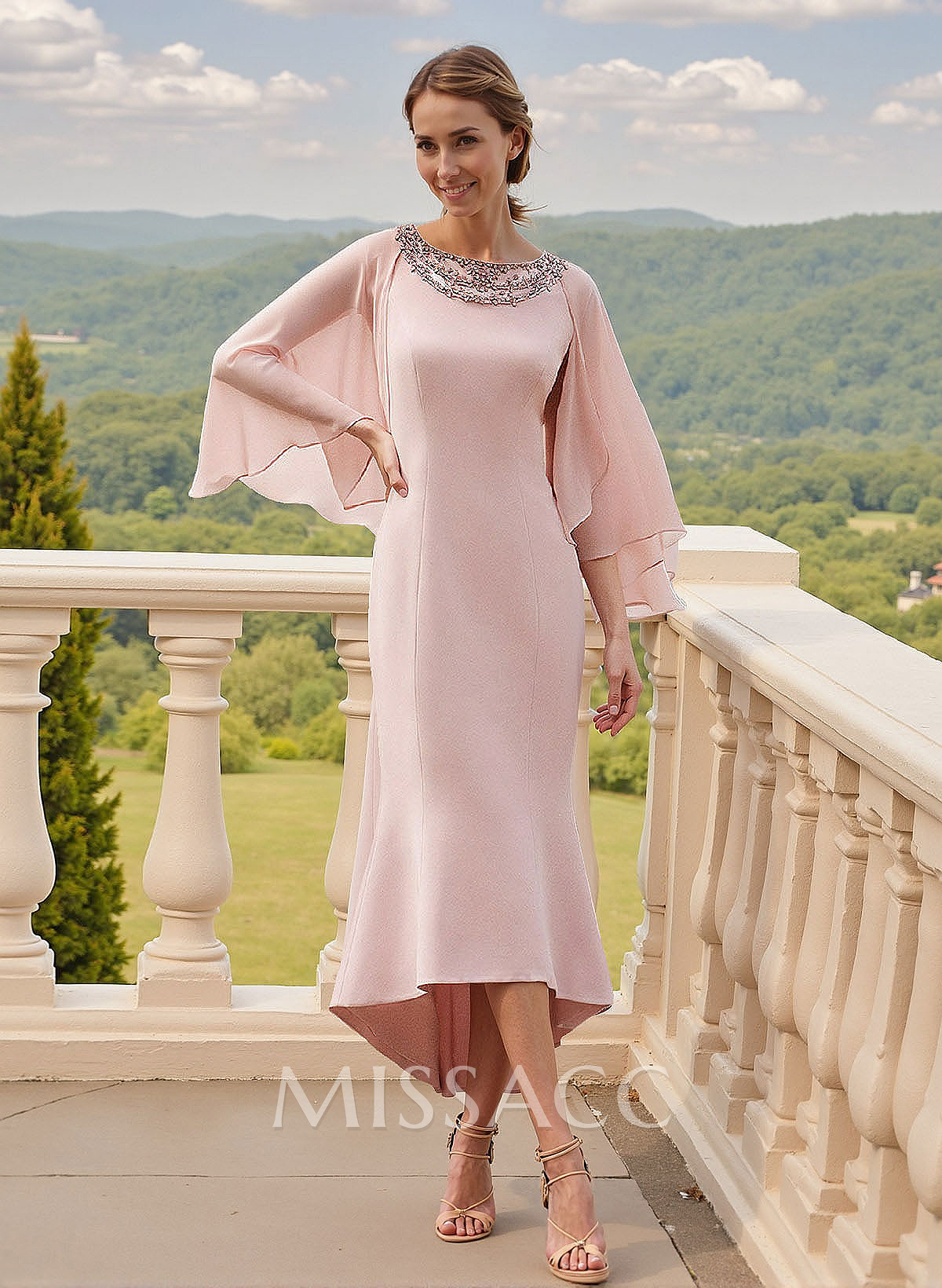 Trumpet/Mermaid Scoop Neck Asymmetrical Length Elastic Satin Mother Of The Bride Dresses