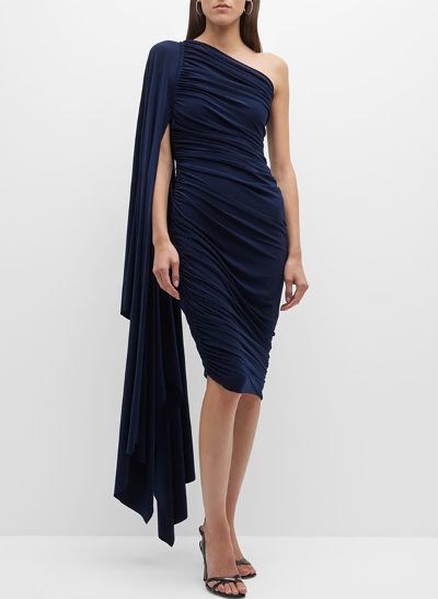 Sheath/Column One-Shoulder Asymmetrical Jersey Cocktail Dresses