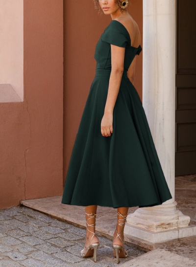 Off-The-Shoulder Tea-Length A-Line Mother Of The Bride Dresses