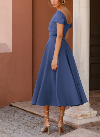 Off-The-Shoulder Tea-Length A-Line Mother Of The Bride Dresses