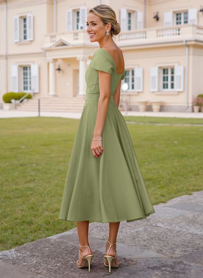 Off-The-Shoulder Tea-Length A-Line Mother Of The Bride Dresses Off-The-Shoulder Tea-Length A-Line Mother Of The Bride Dresses
