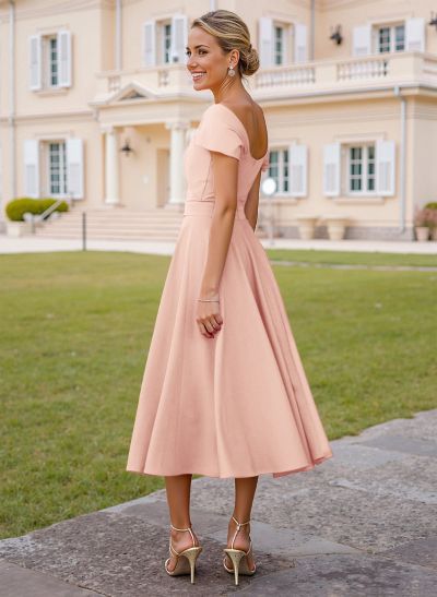 Off-The-Shoulder Tea-Length A-Line Mother Of The Bride Dresses