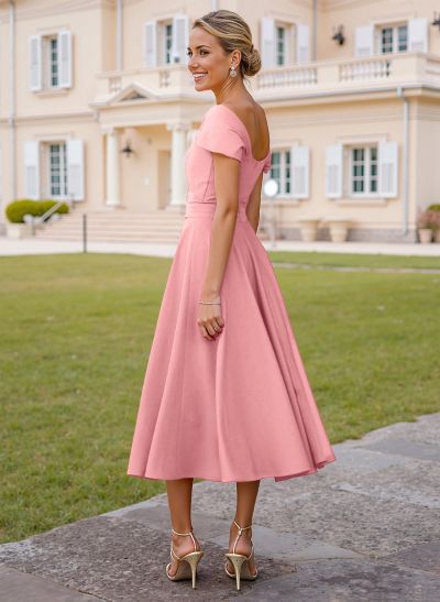 Off-The-Shoulder Tea-Length A-Line Mother Of The Bride Dresses